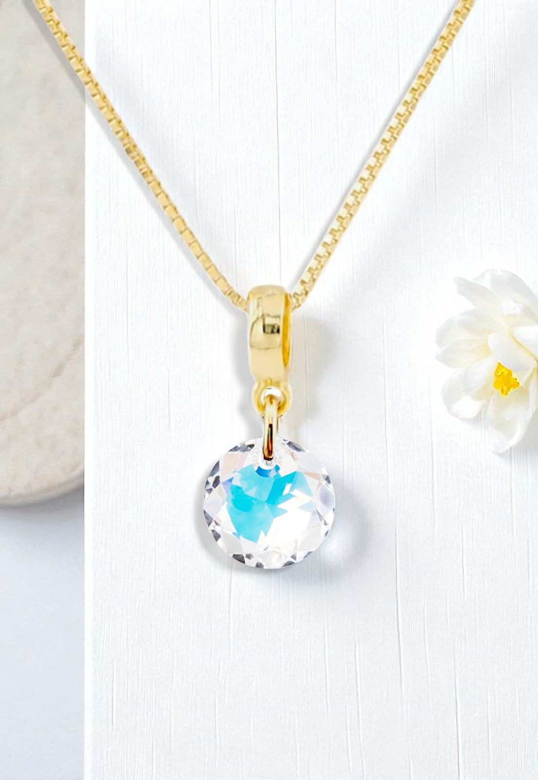 Collar Bali Gold 24k Cristal Genuinos Aurora Boreal