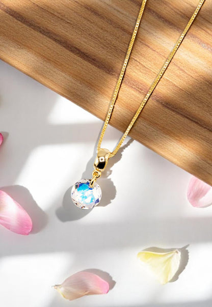 Collar Bali Gold 24k Cristal Genuinos Aurora Boreal