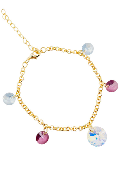 Pulsera Nepal Gold 24k Cristal Genuino Antique Pink