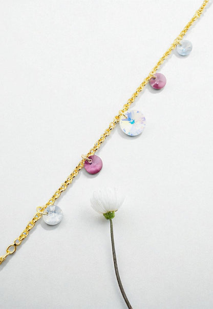 Pulsera Nepal Gold 24k Cristal Genuino Antique Pink