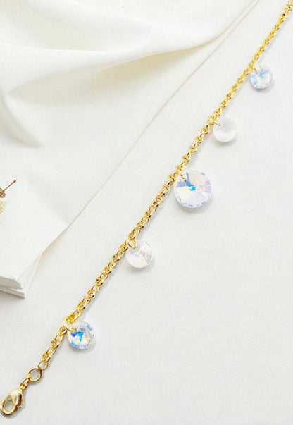 Pulsera Nepal Gold 24k Cristal Genuino Aurora Boreal