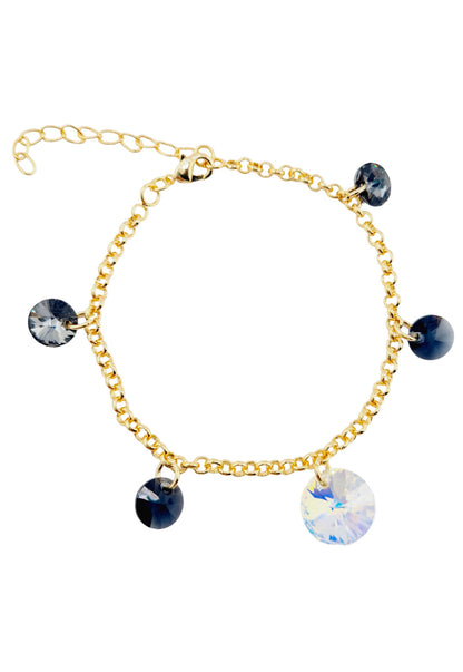 Pulsera Nepal Gold 24k Cristal Genuino Silver Night