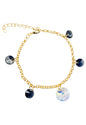 Pulsera Nepal Gold 24k Cristal Genuino Silver Night