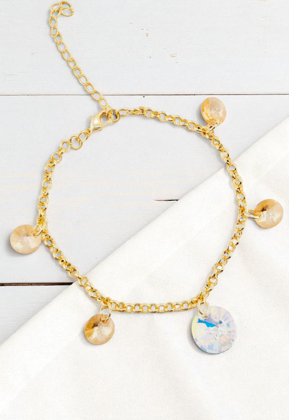 Pulsera Nepal Gold 24k Cristal Genuino Golden Shadow