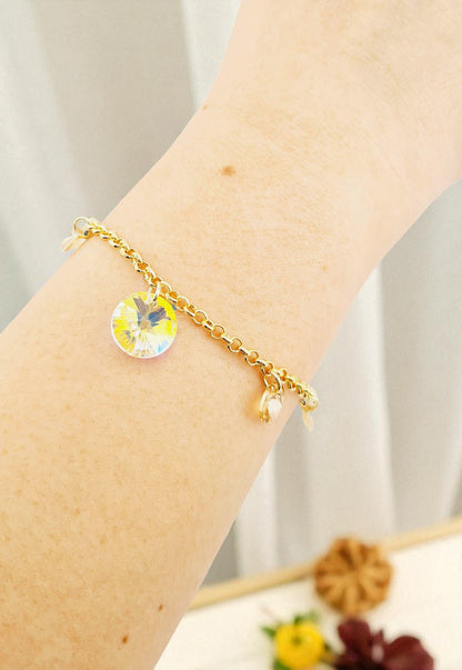 Pulsera Nepal Gold 24k Cristal Genuino Golden Shadow