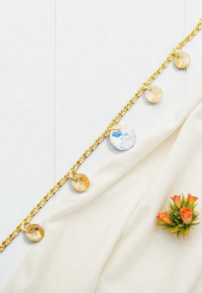 Pulsera Nepal Gold 24k Cristal Genuino Golden Shadow