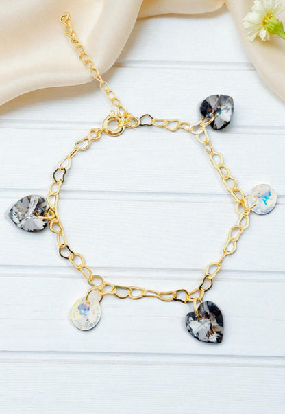 Pulsera Romance Gold 24k Cristal Genuino Silver Night