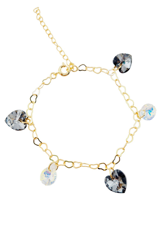 Pulsera Romance Gold 24k Cristal Genuino Silver Night