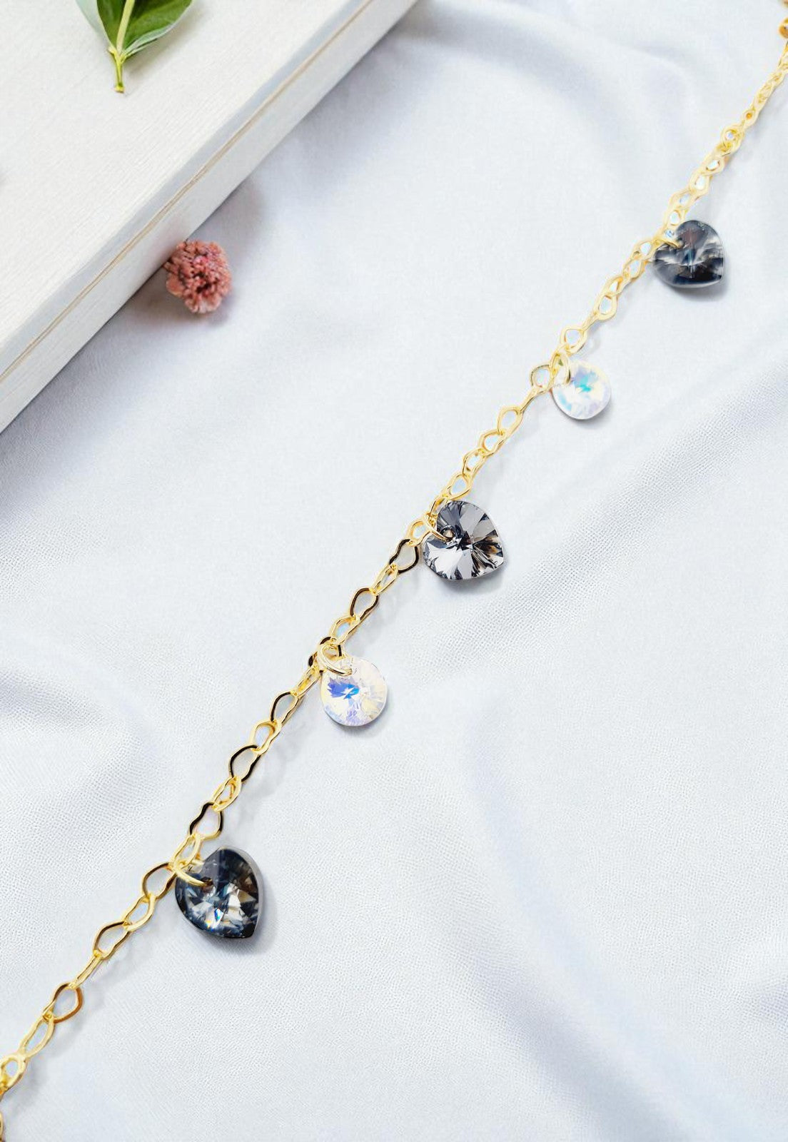 Pulsera Romance Gold 24k Cristal Genuino Silver Night