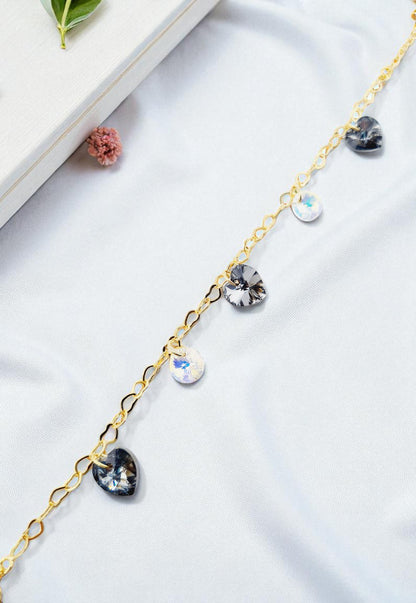 Pulsera Romance Gold 24k Cristal Genuino Silver Night