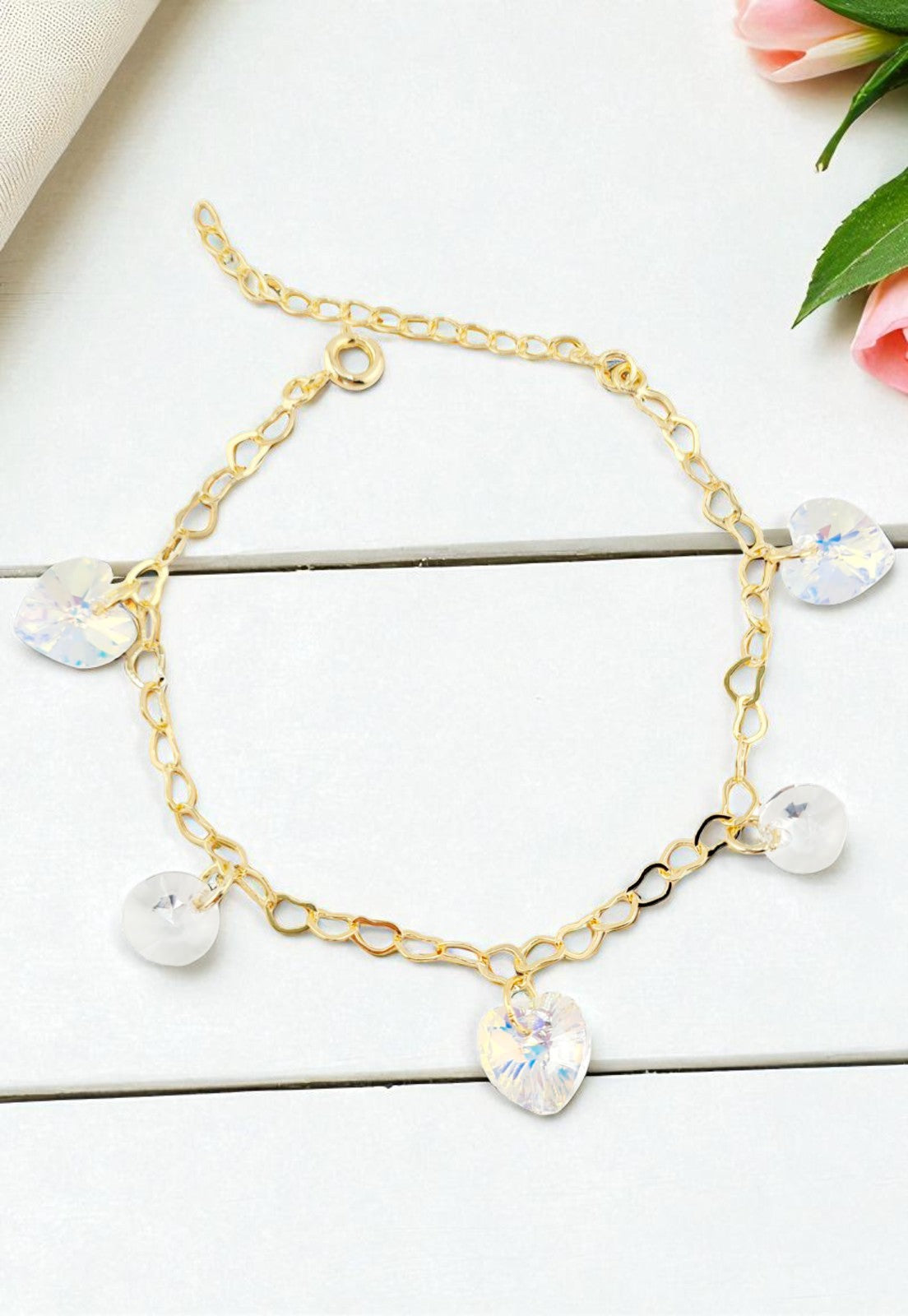Pulsera Romance Gold 24k Cristal Genuinos Aurora Boreal