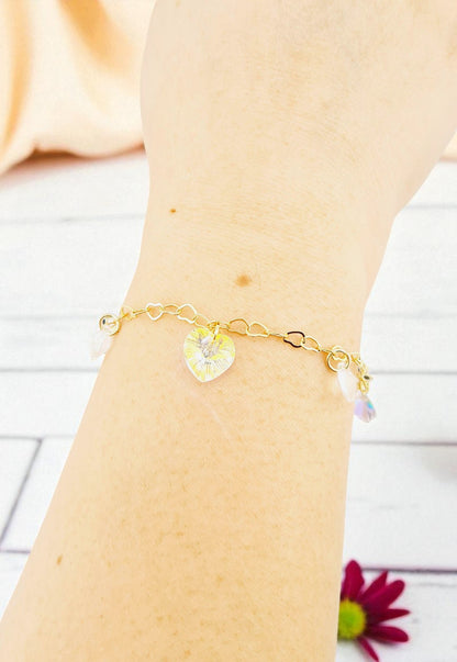 Pulsera Romance Gold 24k Cristal Genuinos Aurora Boreal