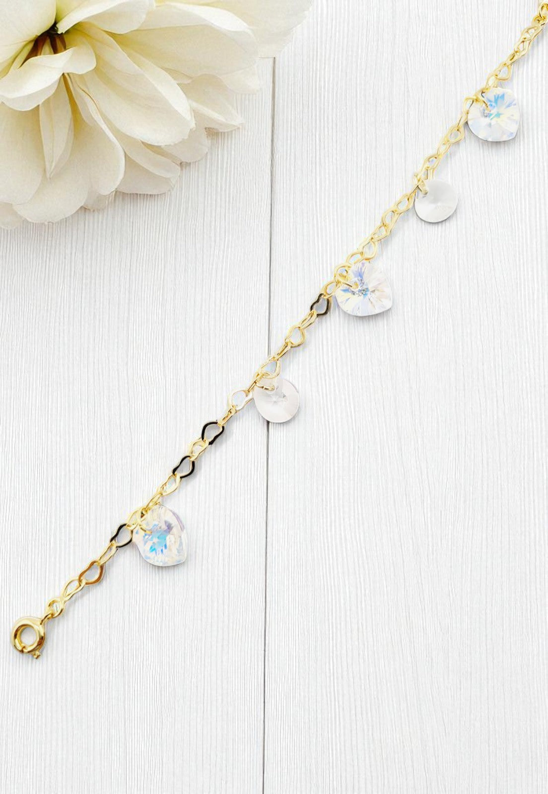 Pulsera Romance Gold 24k Cristal Genuinos Aurora Boreal