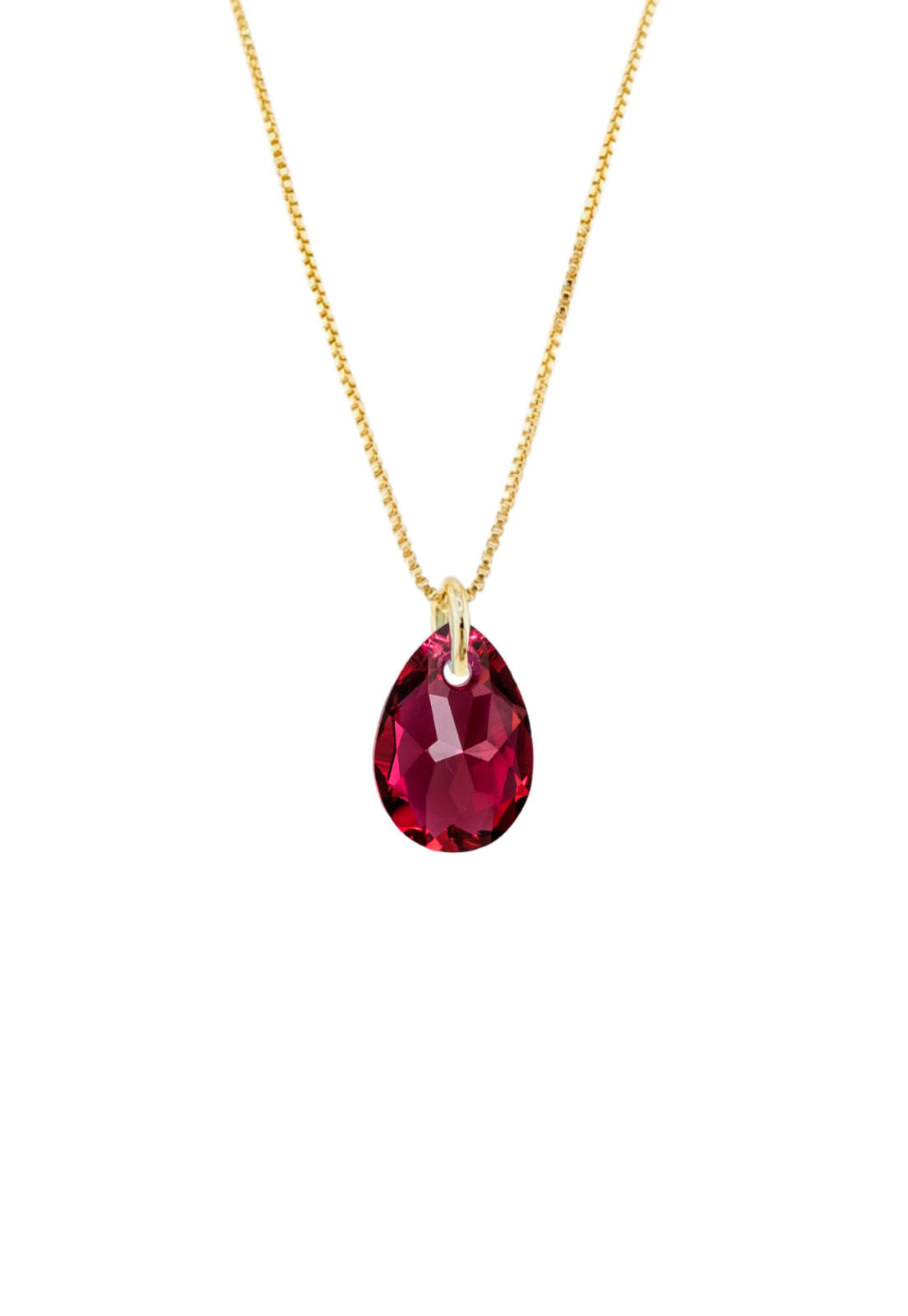 Collar Gota de Luz Gold 24K Cristal Genuino Scarlet