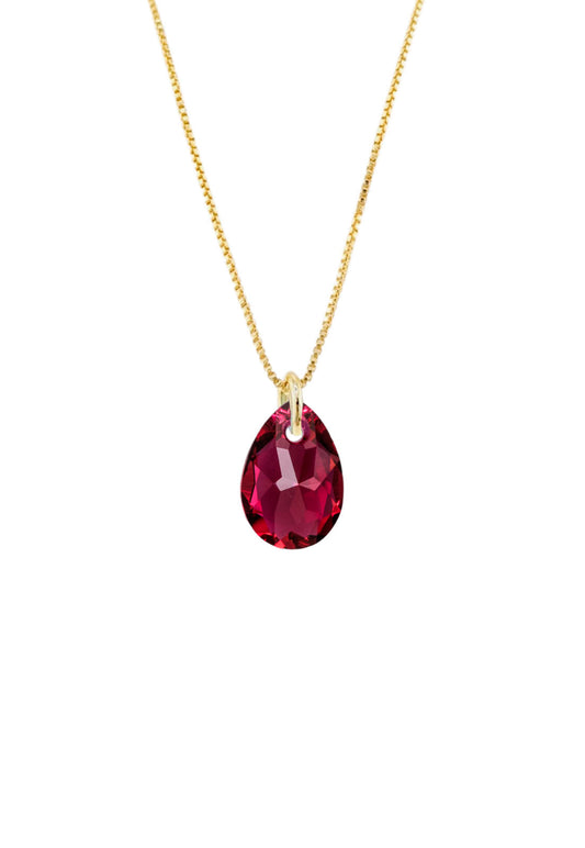 Collar Gota de Luz Gold 24K Cristal Swarovski® Scarlet