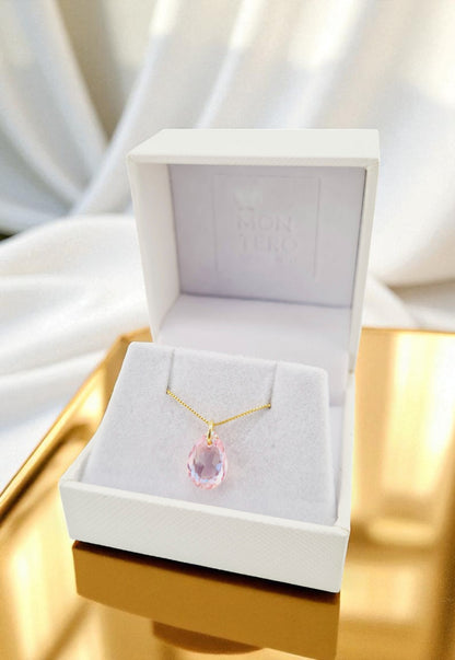 Collar Gota de Luz Gold 24K Cristal Genuino Light Rose