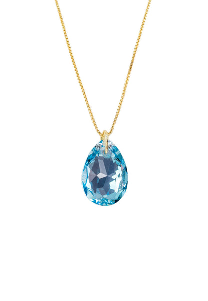 Collar Gota de Luz Gold 24K Cristal Swarovski® Aquamarine
