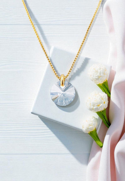 Collar Punto de Luz Gold 24K Cristal Genuino Blue Shade