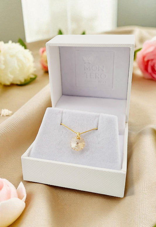 Collar Punto de Luz Gold 24k Cristal Genuino Golden Shadow