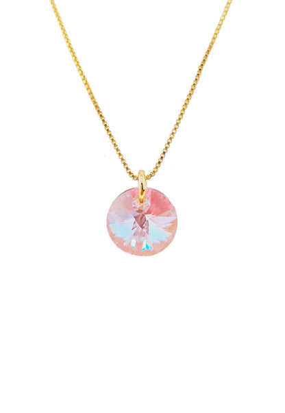 Collar Punto de Luz Gold 24k Cristal Genuino Light Rose