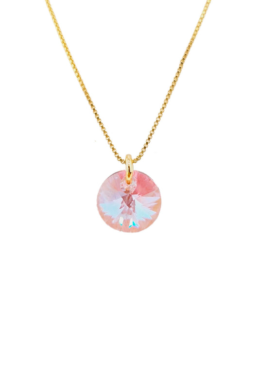 Collar Punto de Luz Gold 24k Cristal Genuino Light Rose