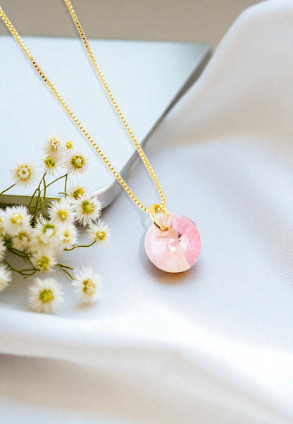 Collar Punto de Luz Gold 24k Cristal Genuino Light Rose