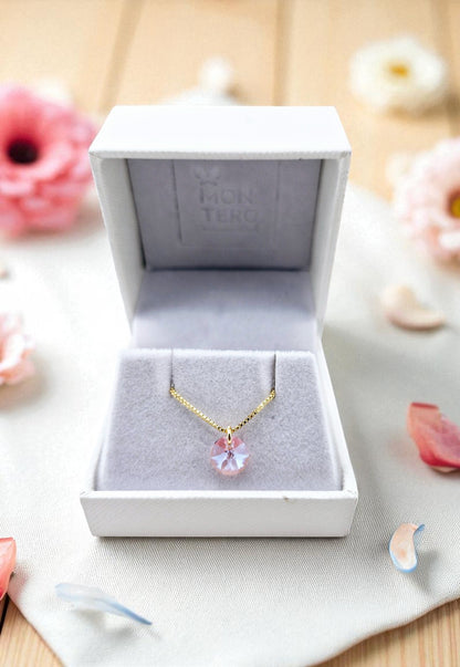 Collar Punto de Luz Gold 24k Cristal Genuino Light Rose