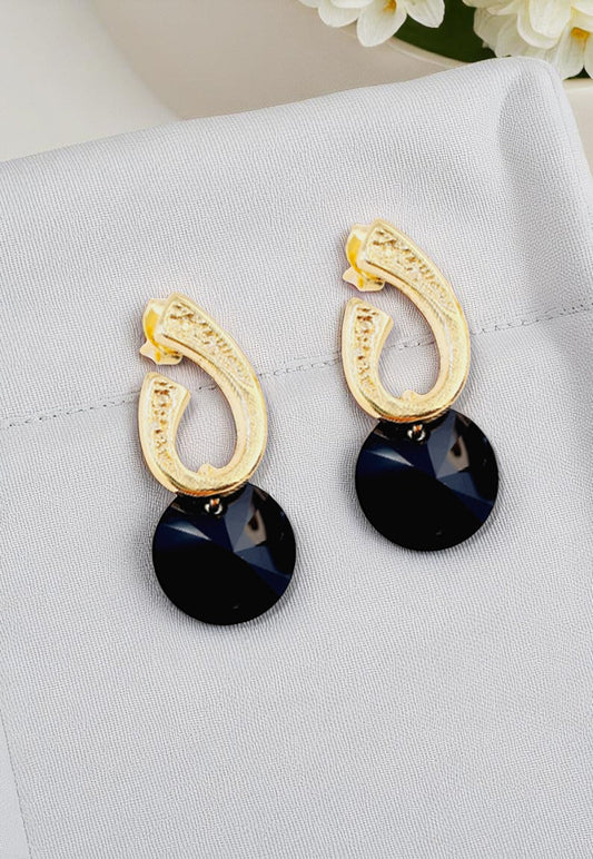 Aros Grace Gold 24K Creado con Cristales de Swarovski® Jet