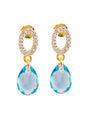 Aros Gota De Luz Gold 24K Cristal Swarovski® Aquamerine