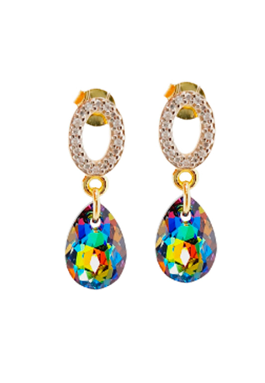 Aros Gota de Luz Gold 24k Cristal Swarovski® Vitral Medium