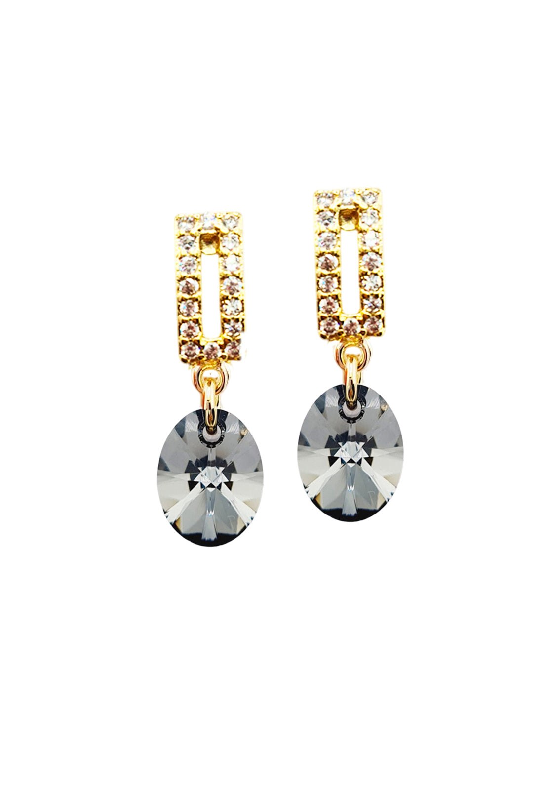 Aros Paulina Baño de Oro 24k Creado con Cristal Swarovski® Silver Night