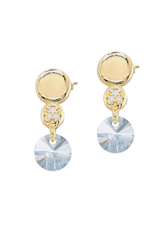 Aros Punto de Luz Gold 24K Cristal Swarovski®  Blue Shade