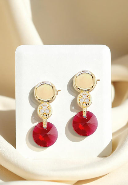 Aros Punto de Luz Gold 24K Cristal Genuino Scarlet