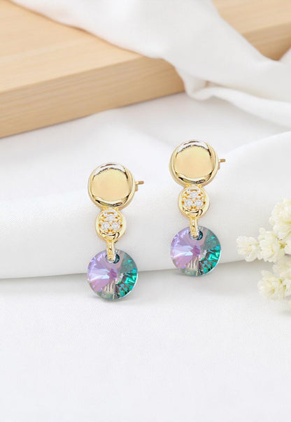 Aros Punto de Luz Gold 24K Cristal Genuino Paradise Shine