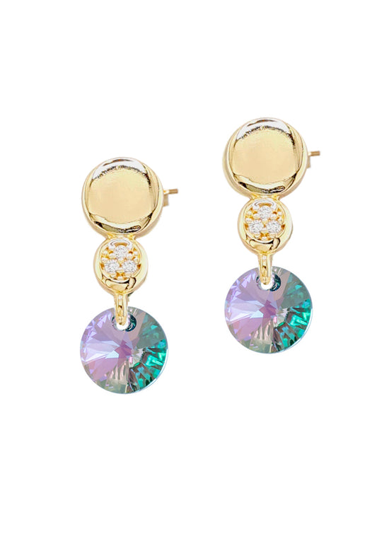 Aros Punto de Luz Gold 24K Cristal Genuino Paradise Shine