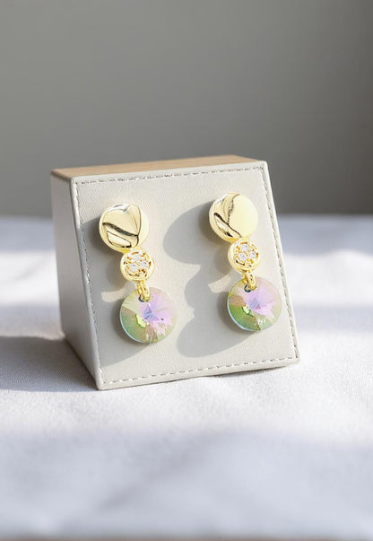 Aros Punto de Luz Gold 24K Cristal Genuino Paradise Shine