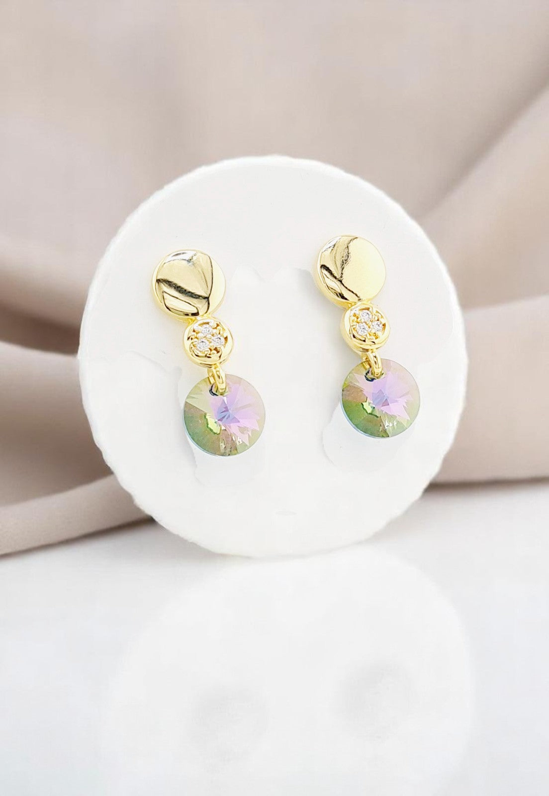 Aros Punto de Luz Gold 24K Cristal Genuino Paradise Shine