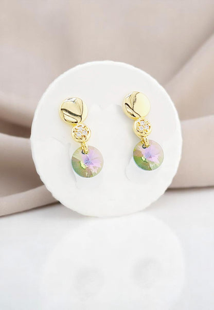 Aros Punto de Luz Gold 24K Cristal Genuino Paradise Shine