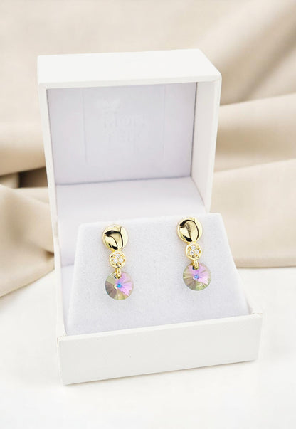 Aros Punto de Luz Gold 24K Cristal Genuino Paradise Shine