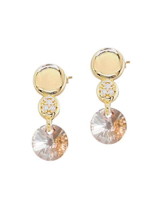 Aros Punto de Luz Gold 24K Cristal Genuino Golden Shadow