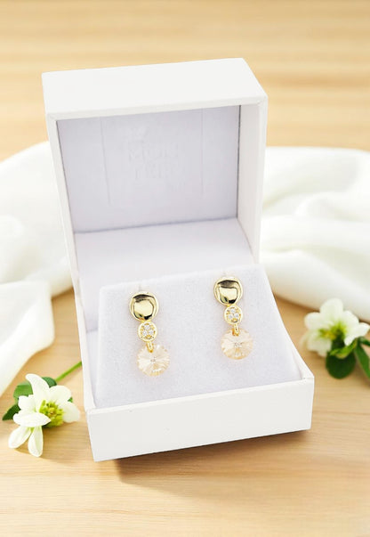 Aros Punto de Luz Gold 24K Cristal Genuino Golden Shadow