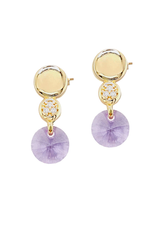 Aros Punto de Luz Gold 24K Cristal Swarovski® Violeta