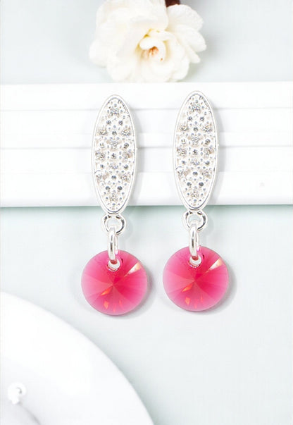 Aros Punto de Luz Baño Oro Blanco Cristal Swarovski® Siam