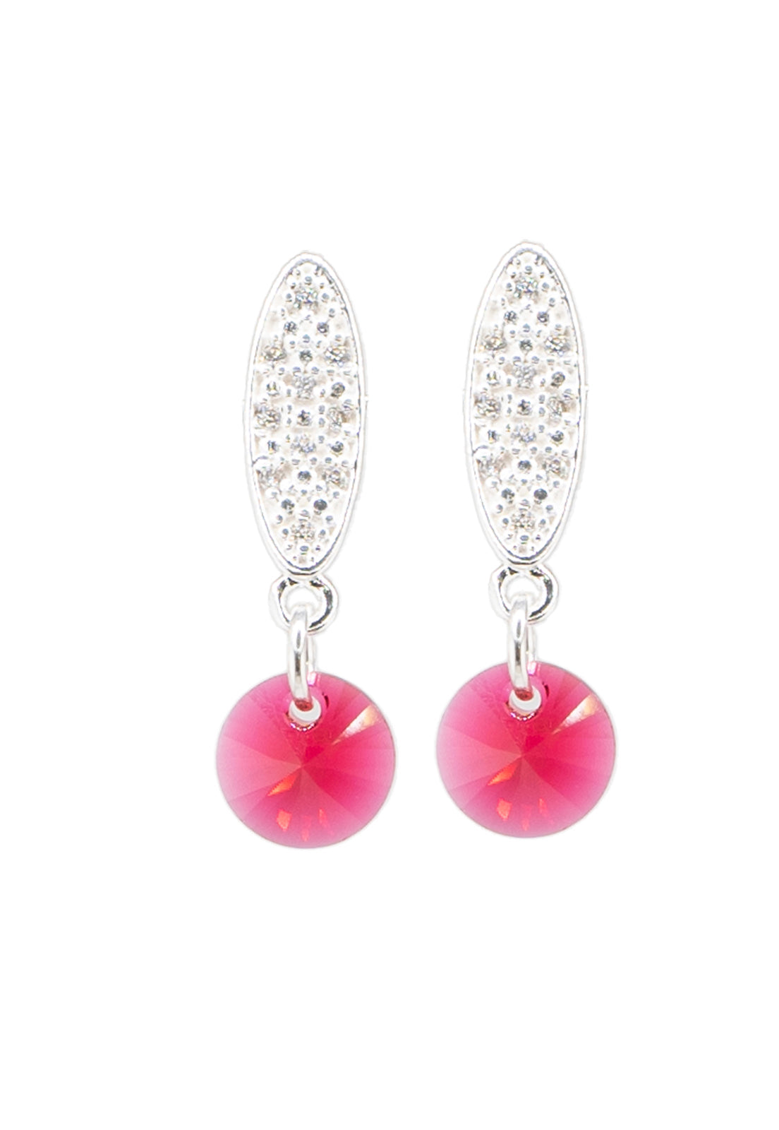 Aros Punto de Luz Baño Oro Blanco Cristal Swarovski® Siam