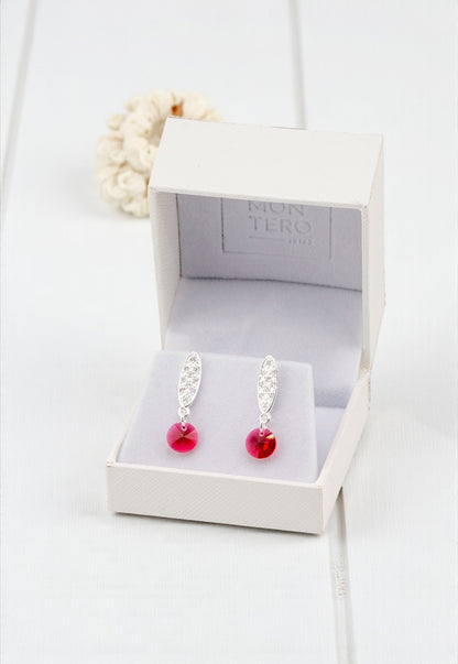 Aros Punto de Luz Baño de Oro Blanco Cristales Siam