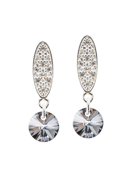 Aros Punto De Luz Con Baño de Oro Blanco Cristal Genuino Silver Night