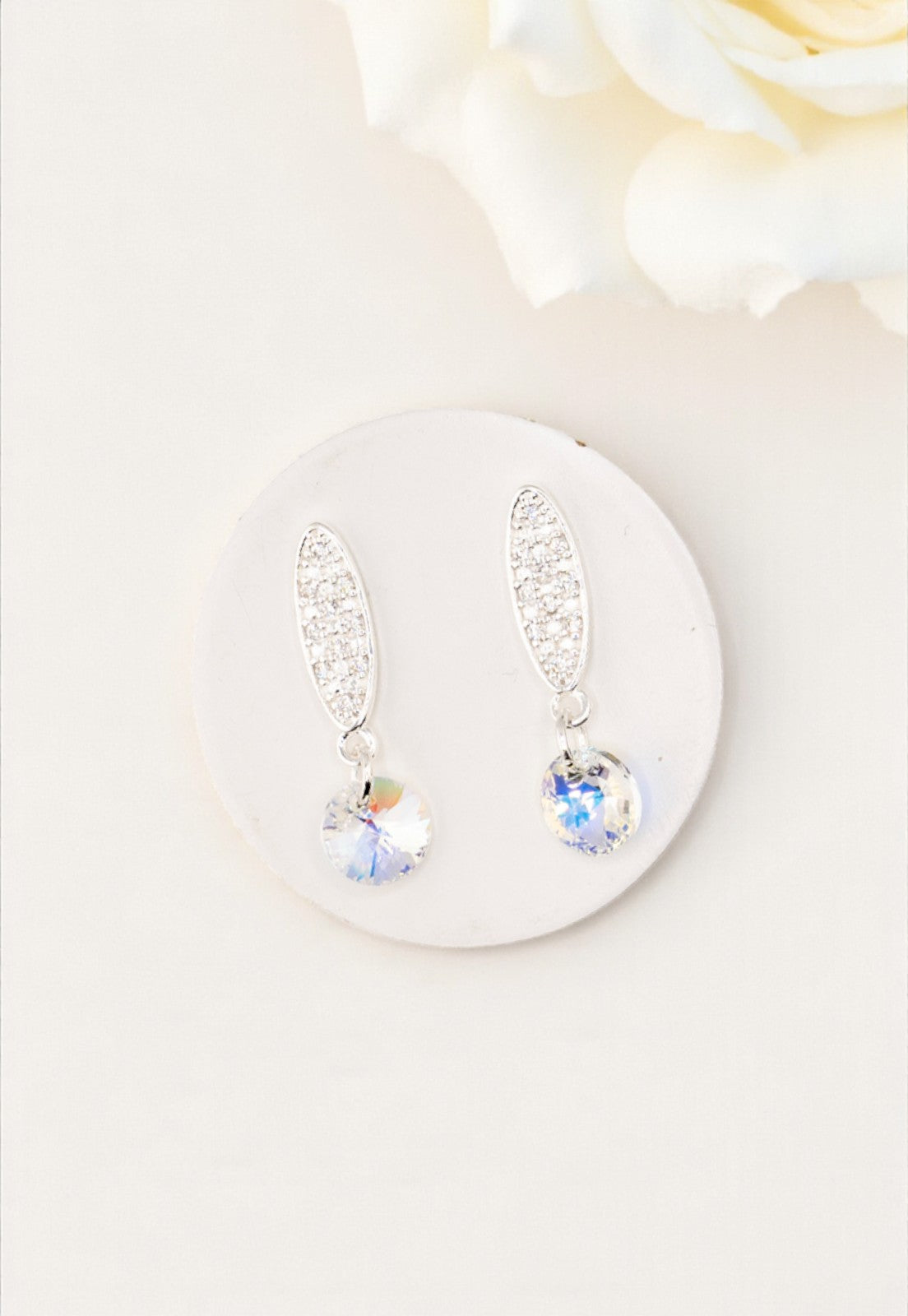 Aros Punto de Luz Baño de Oro Blanco Cristales Aurora Boreal