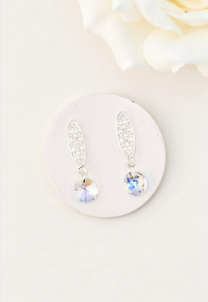 Aros Punto de Luz Baño de Oro Blanco Cristales Aurora Boreal