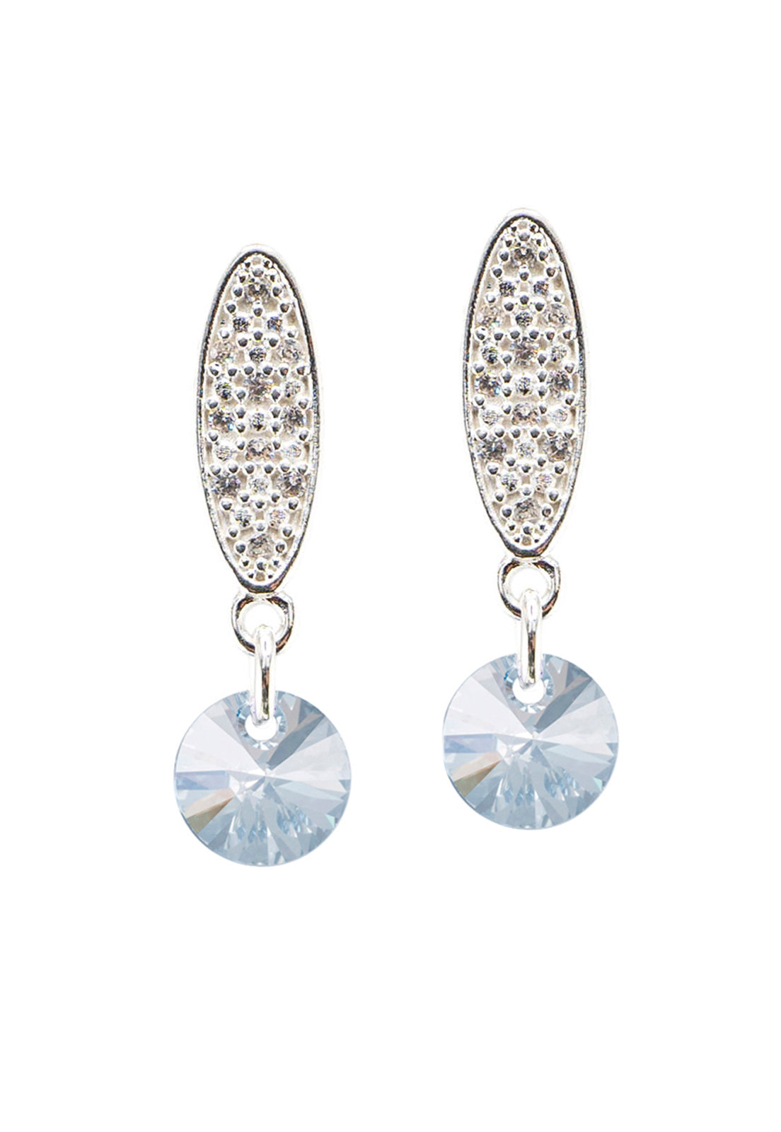 Aros Punto de Luz Baño de Oro Blanco Cristales Blue Shade