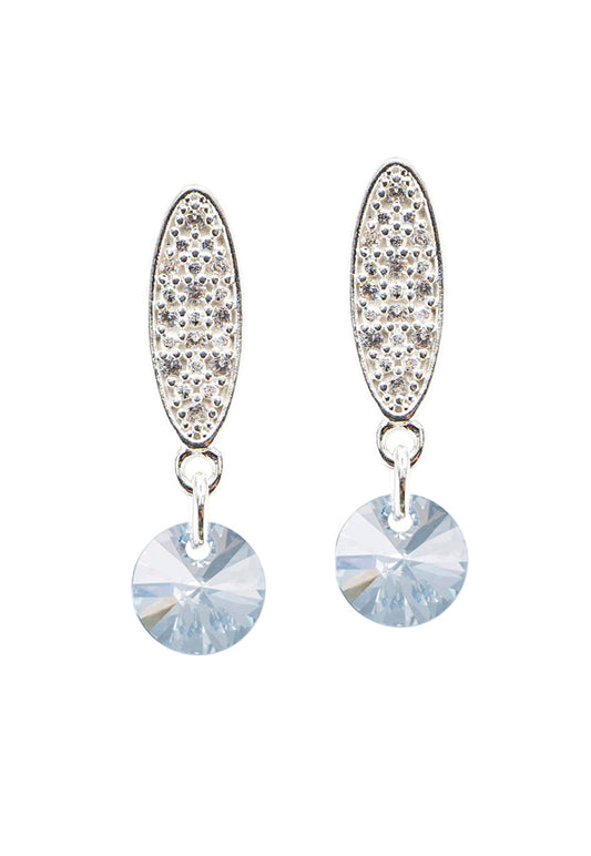 Aros Punto de Luz Baño Oro Blanco Cristal Swarovski® Blue Shade
